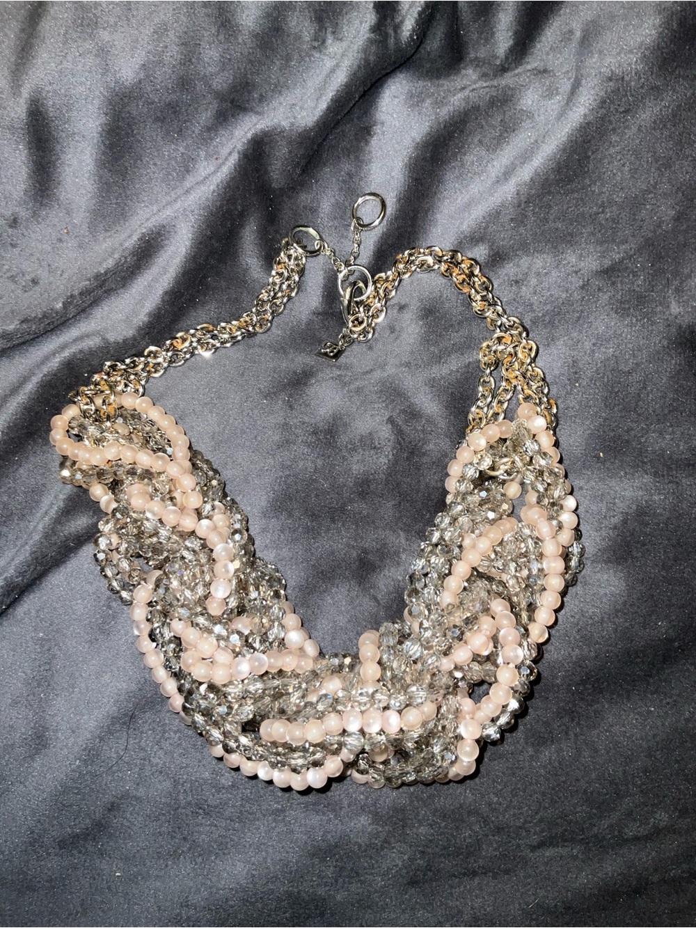 Banana Republic Silver-Tone Multi-Twisted Strand Beaded Necklace vintage Y2K